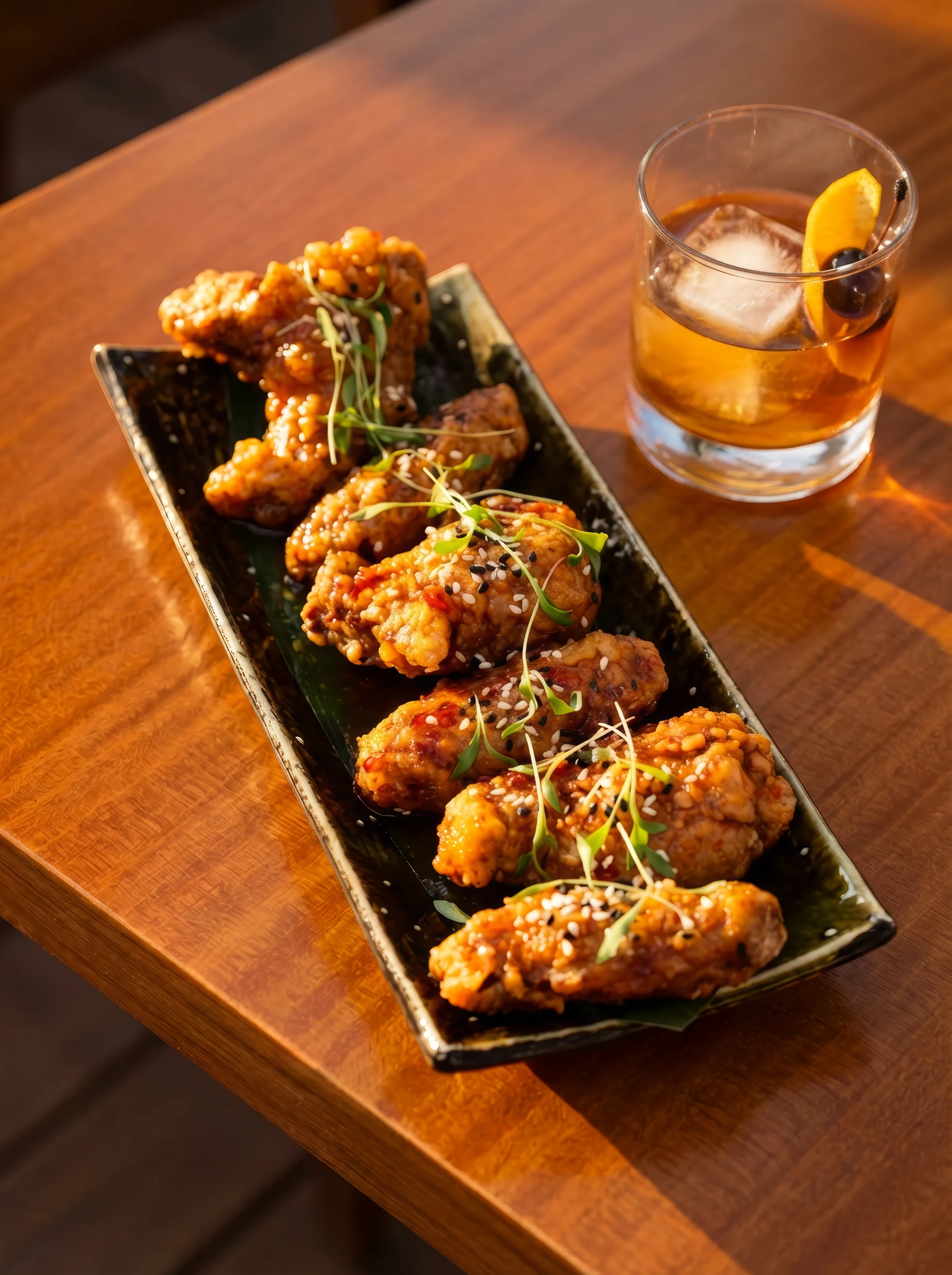Crispy chicken and cocktails