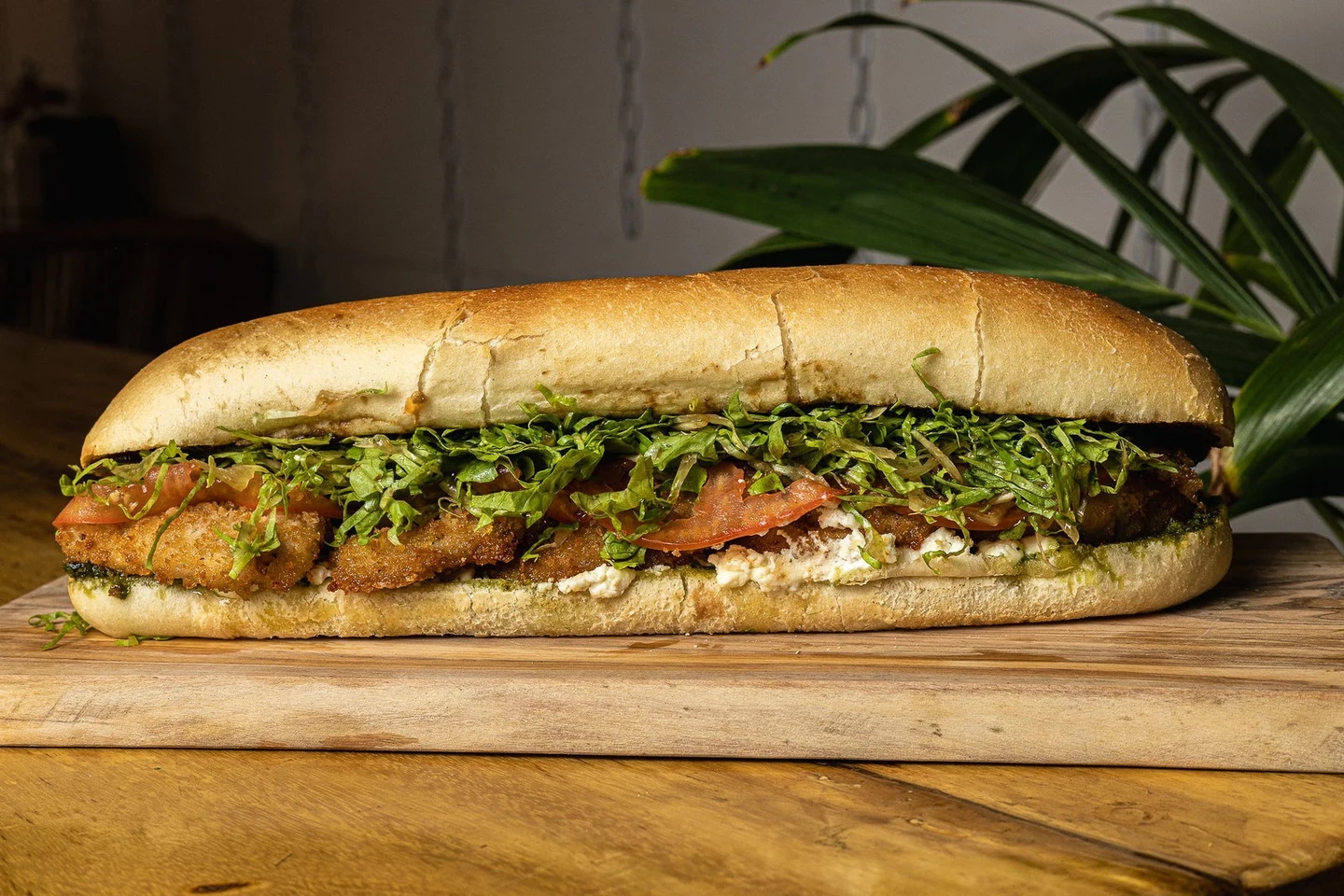 A freshly prepared sandwich at The Deli
